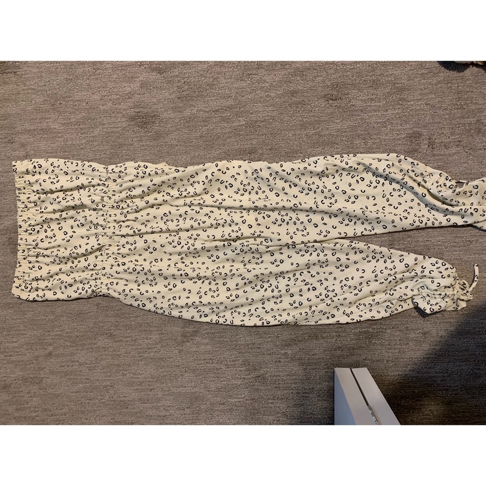 Strapless cheetah jumpsuit